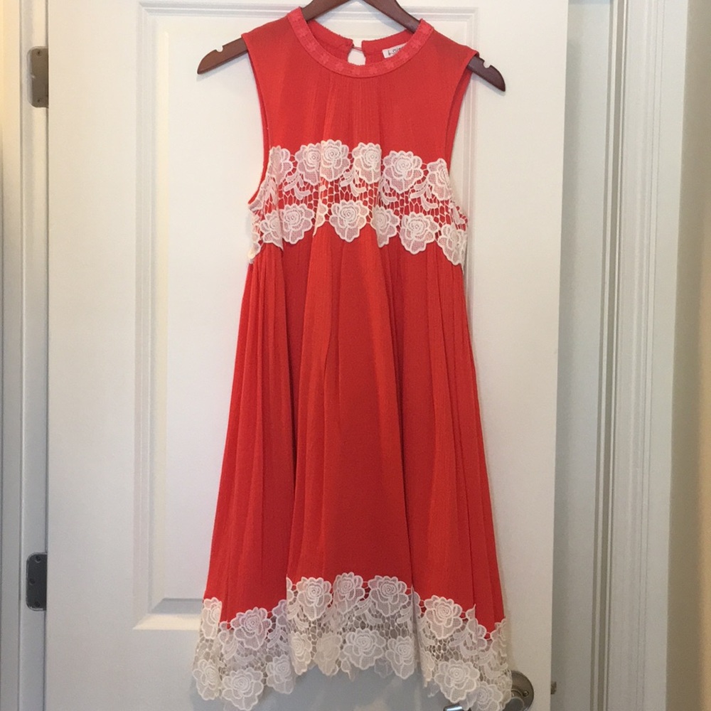 Beautiful Coral and Lace Dress
